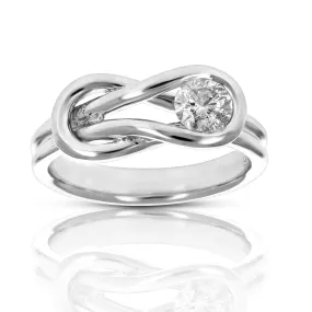 0.45 cttw Diamond Knot Ring 14K White Gold Solitaire Engagement Bridal