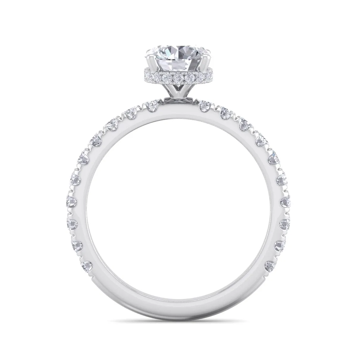 1 1/2 Carat Round Shape Hidden Halo Moissanite Engagement Ring In 14 Karat White Gold