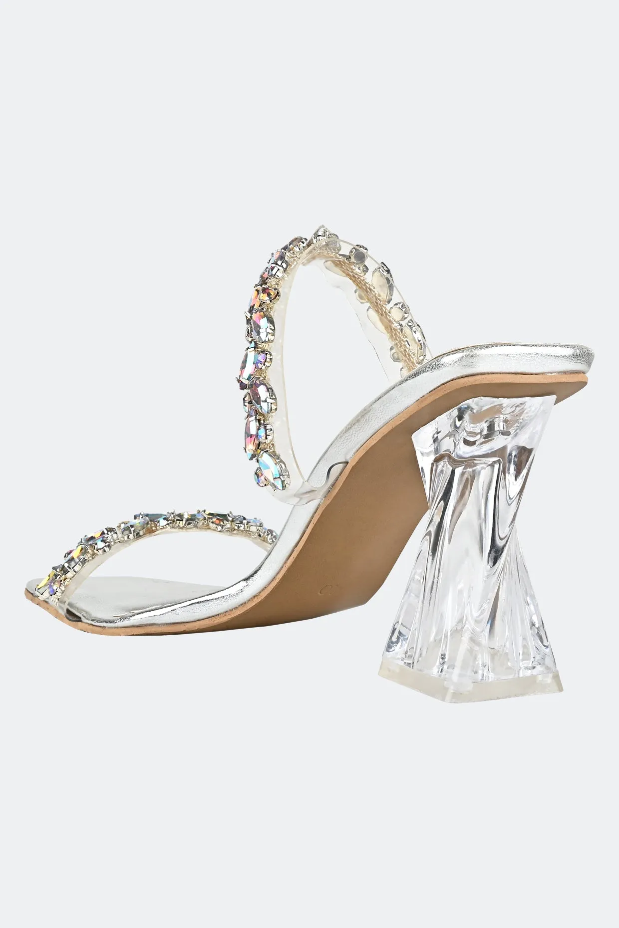 2 Strap Crystal Heels For Women