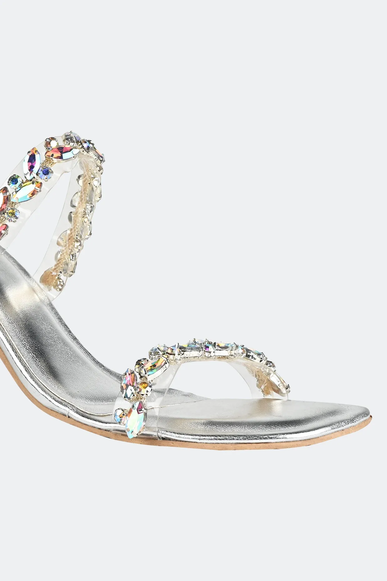 2 Strap Crystal Heels For Women