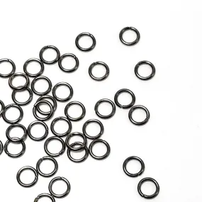 5mm Hematite / Black Stainless Jump Rings, 5x0.8mm, 3.4mm Inside Diameter, Closed Unsoldered, Lot Size 50 Pieces