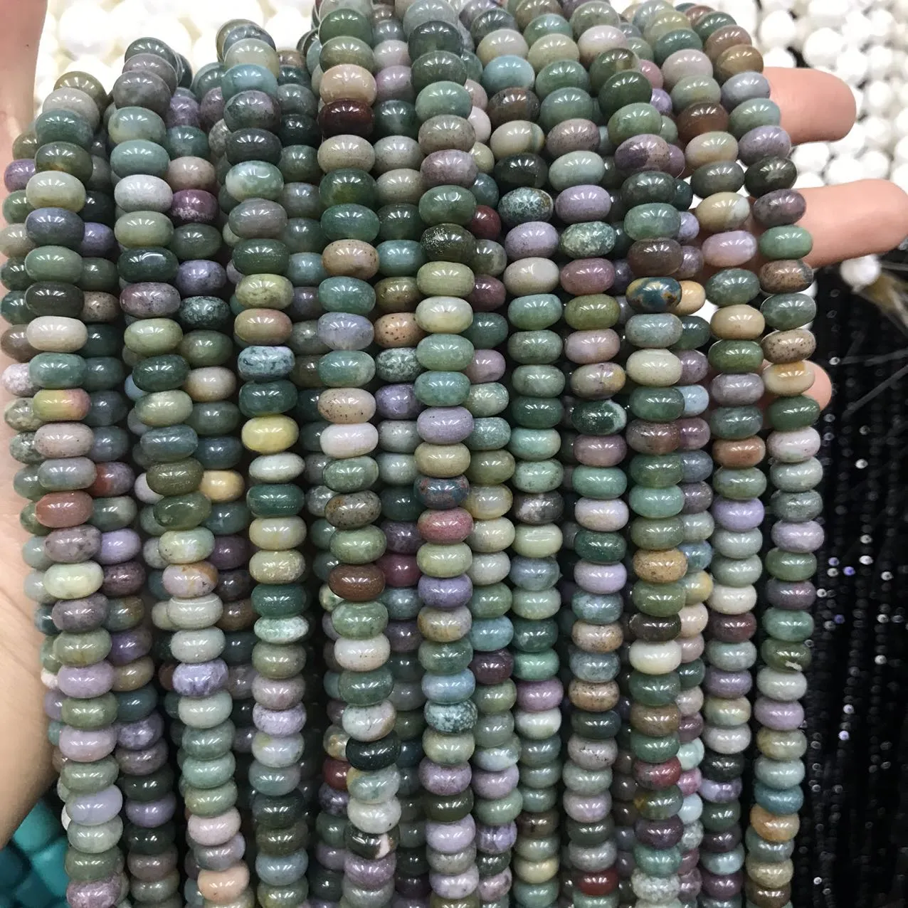 5x8mm Natural Indian Jasper Agate Rondelle Bead Strands Jewelry Findings