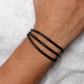 Aaron Braided Wrap Around Black Men's Bracelet