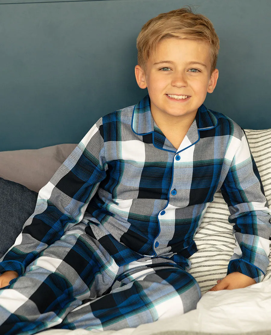 Aldrin Boys Blue Check Pyjama Set