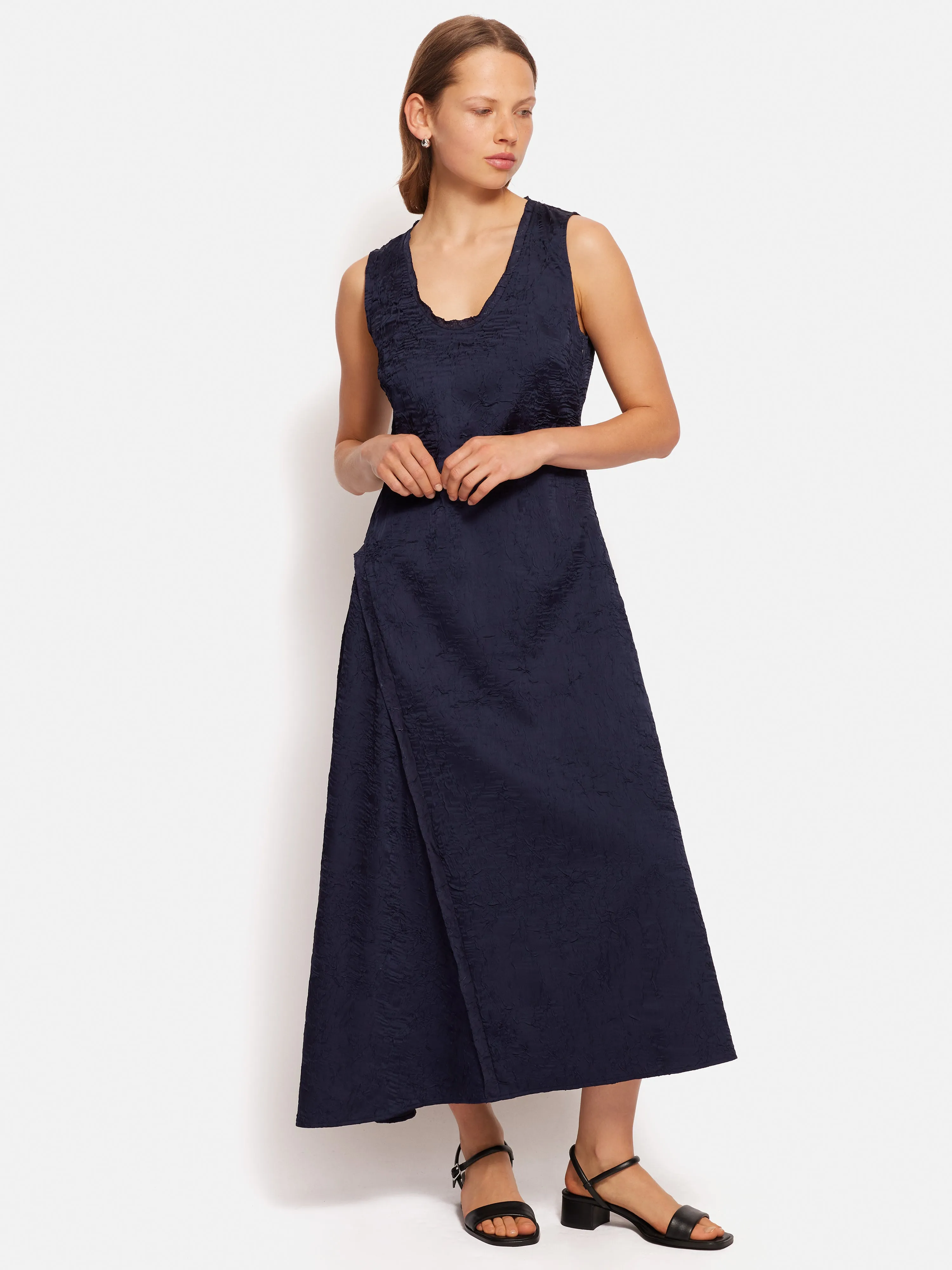 Asymmetric Textured Dress | Navy