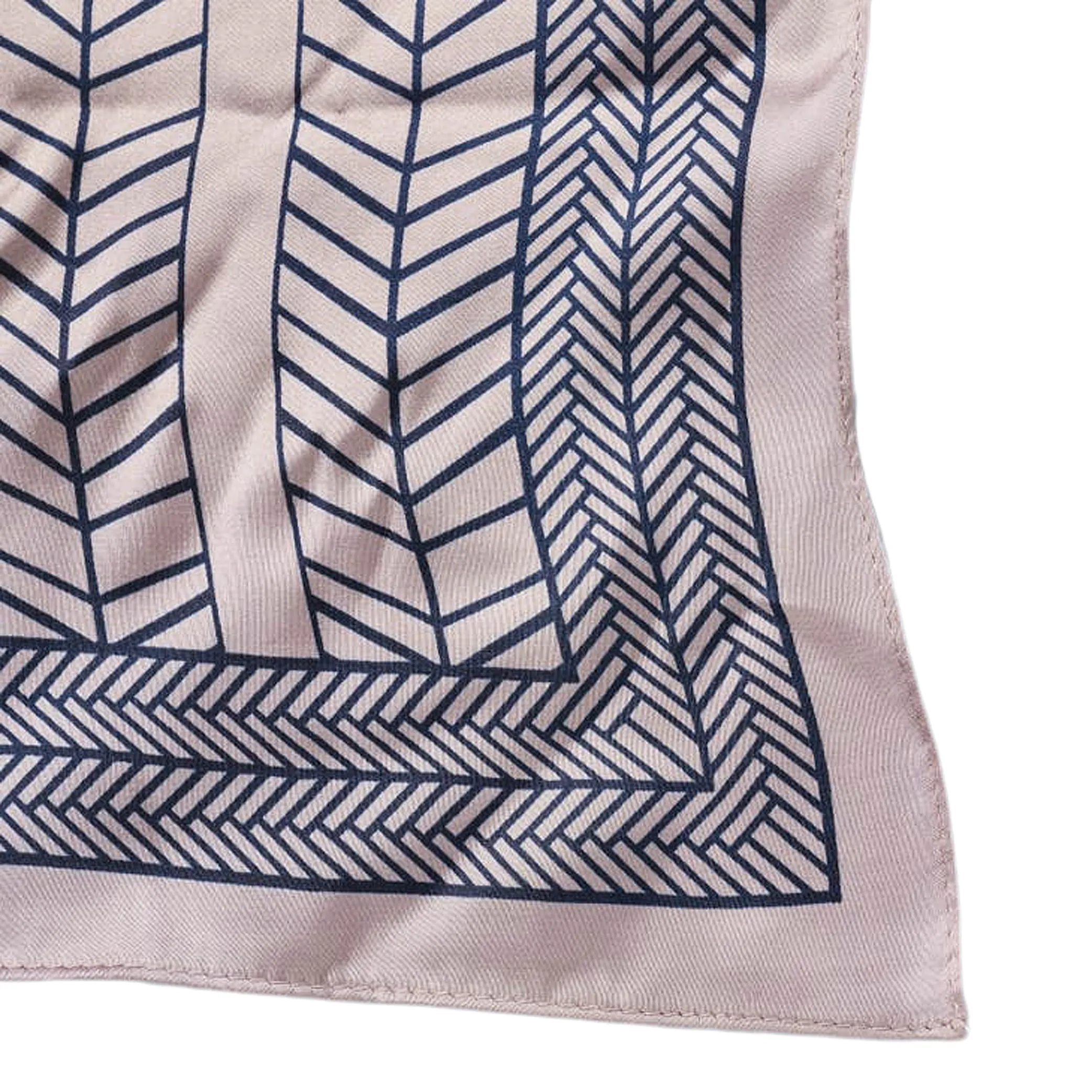 Avenue Zoe Geometric Printed Silky Bandana Scarf in Lavender Silver and Black