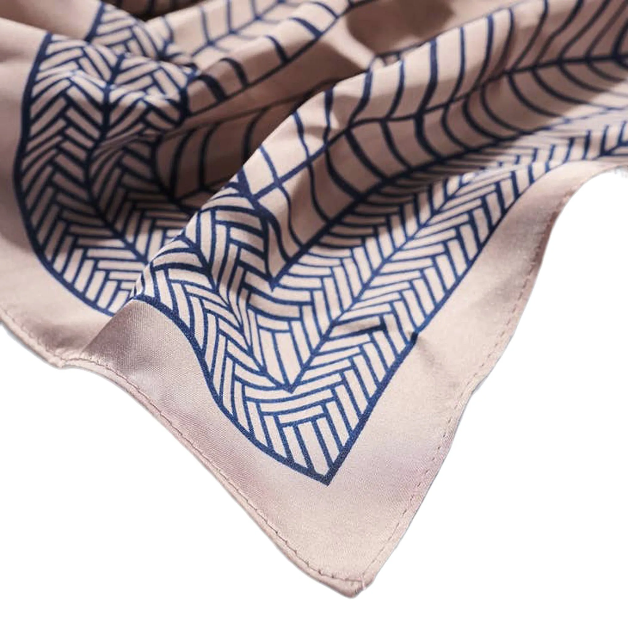 Avenue Zoe Geometric Printed Silky Bandana Scarf in Lavender Silver and Black