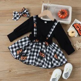 Baby Kid Girls Checked Print Halloween Rompers Wholesale 23090604