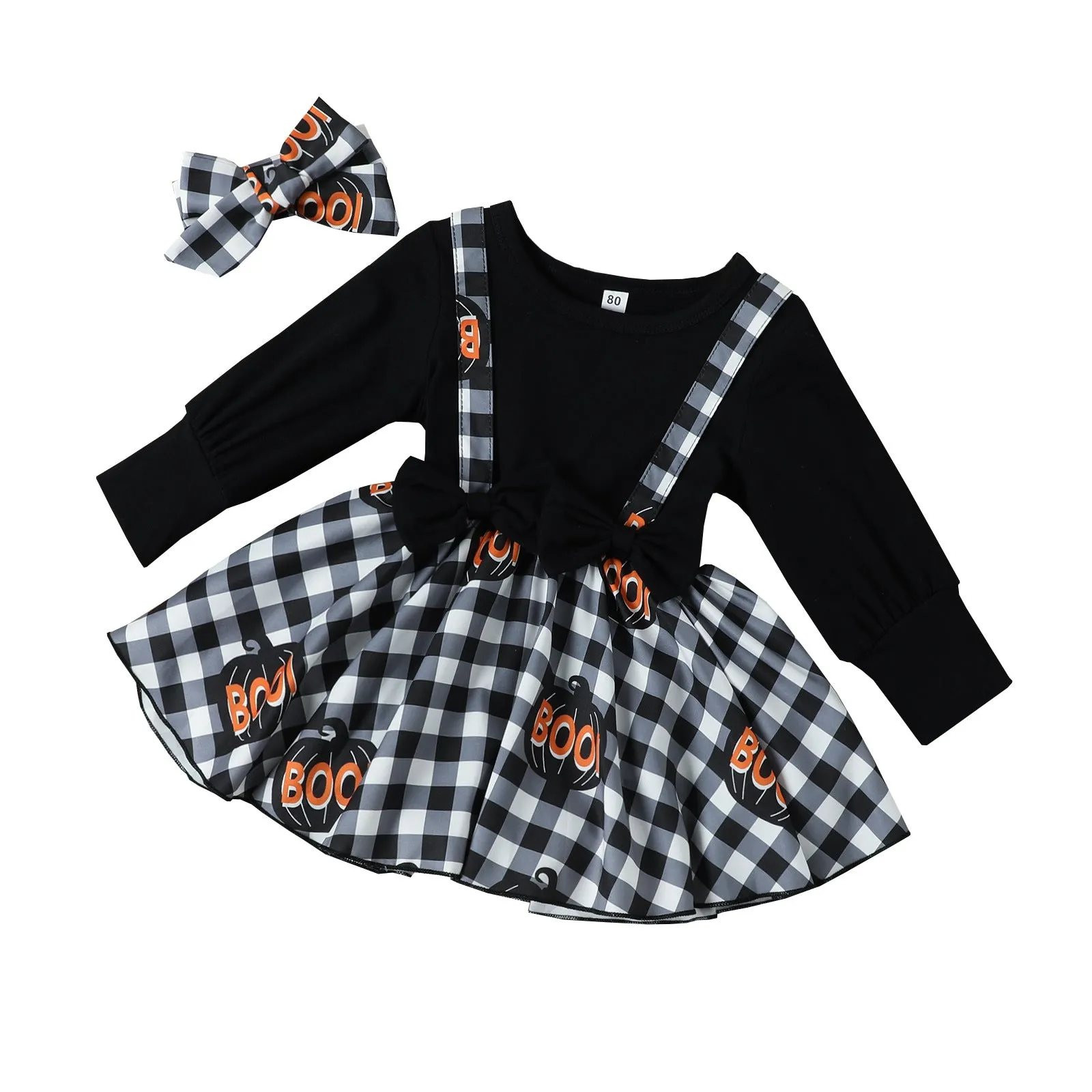 Baby Kid Girls Checked Print Halloween Rompers Wholesale 23090604