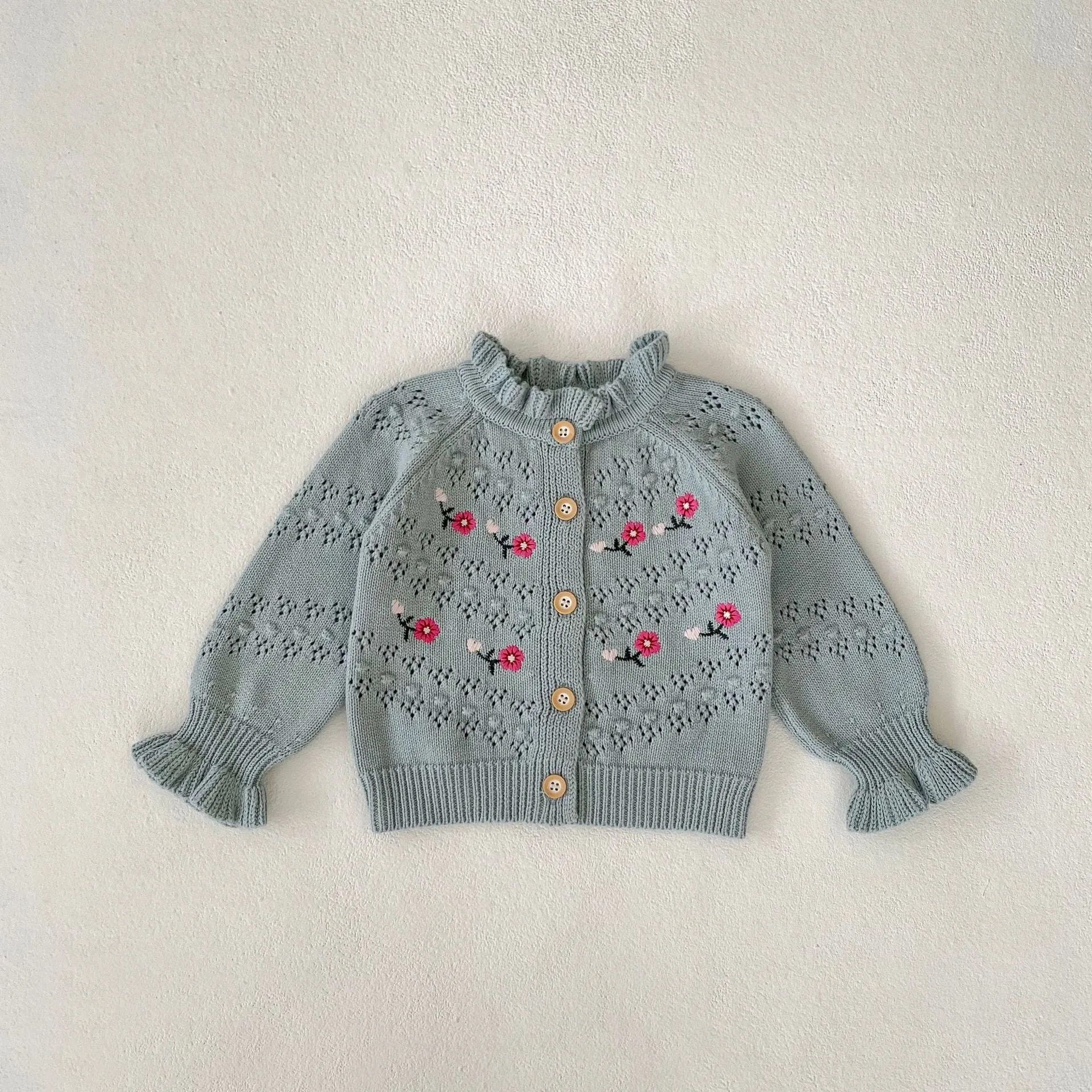 Baby Kid Girls Flower Embroidered Cardigan Wholesale 24011162