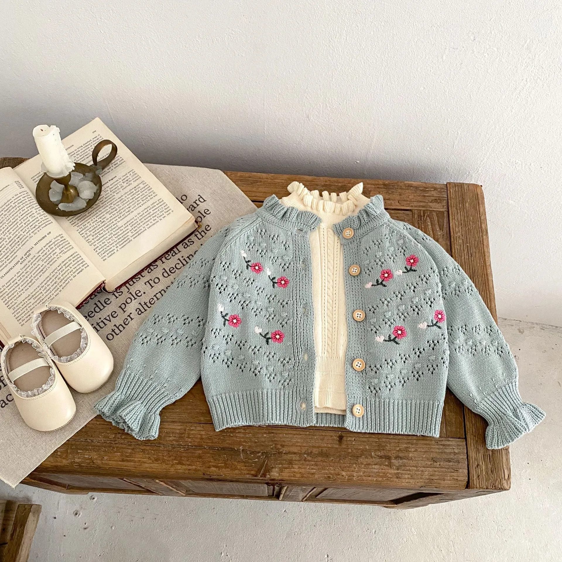 Baby Kid Girls Flower Embroidered Cardigan Wholesale 24011162