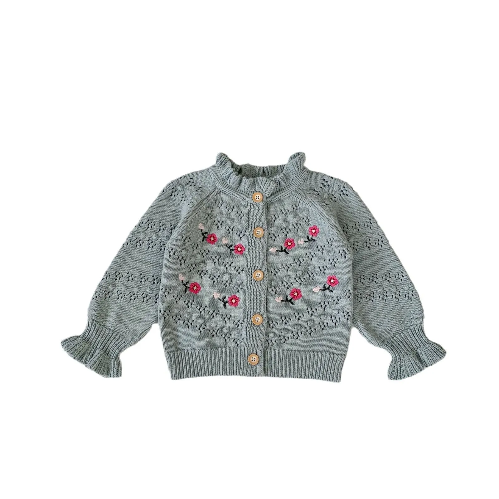 Baby Kid Girls Flower Embroidered Cardigan Wholesale 24011162