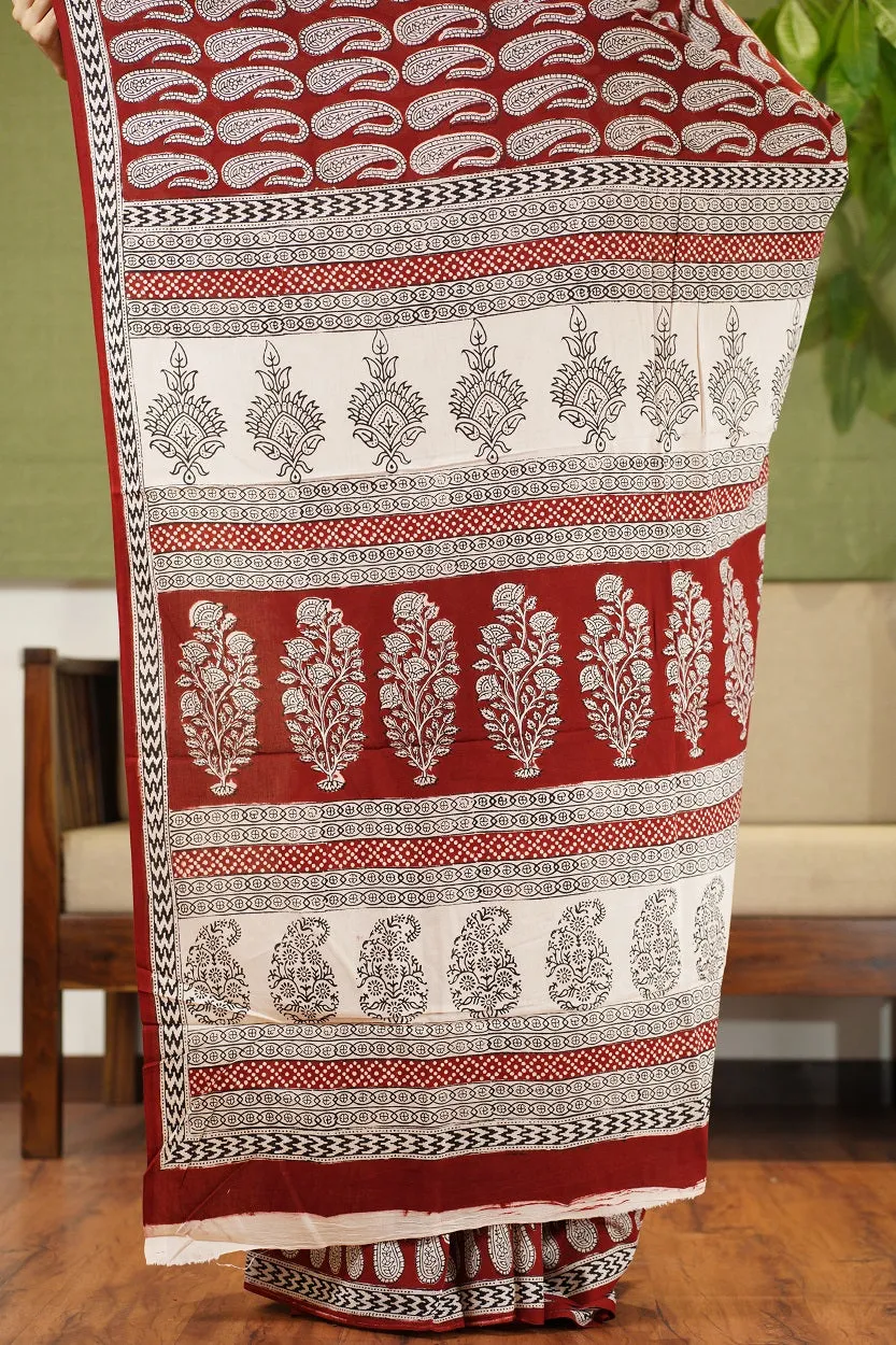 Bagh Hand Block Printed Cotton Saree