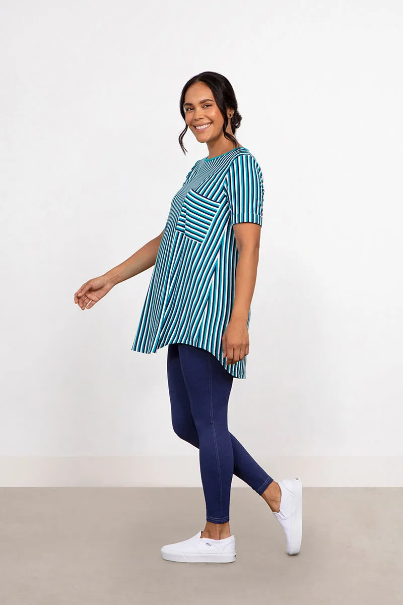 Bamboo T-Shirt Pocket Tunic | Blue Multi