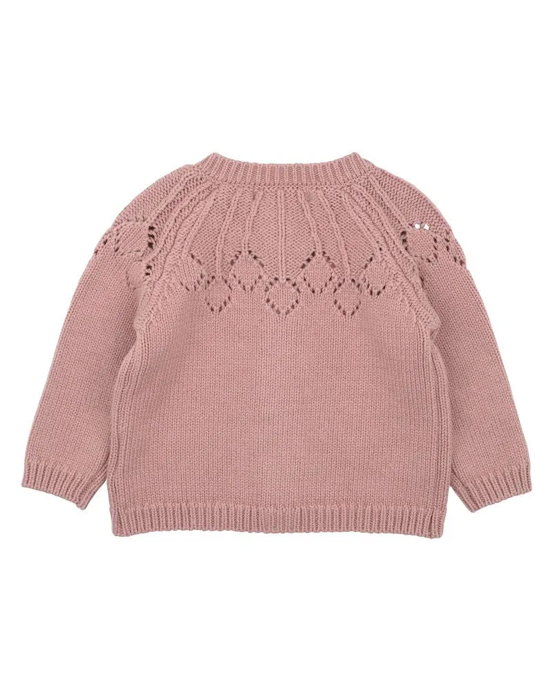 Bebe Aubrey Needle Out Knitted Cardigan - Dusky Pink