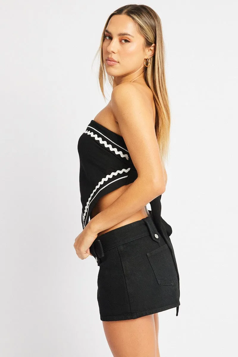 Black Scarf Top Sleeveless Ric Rac