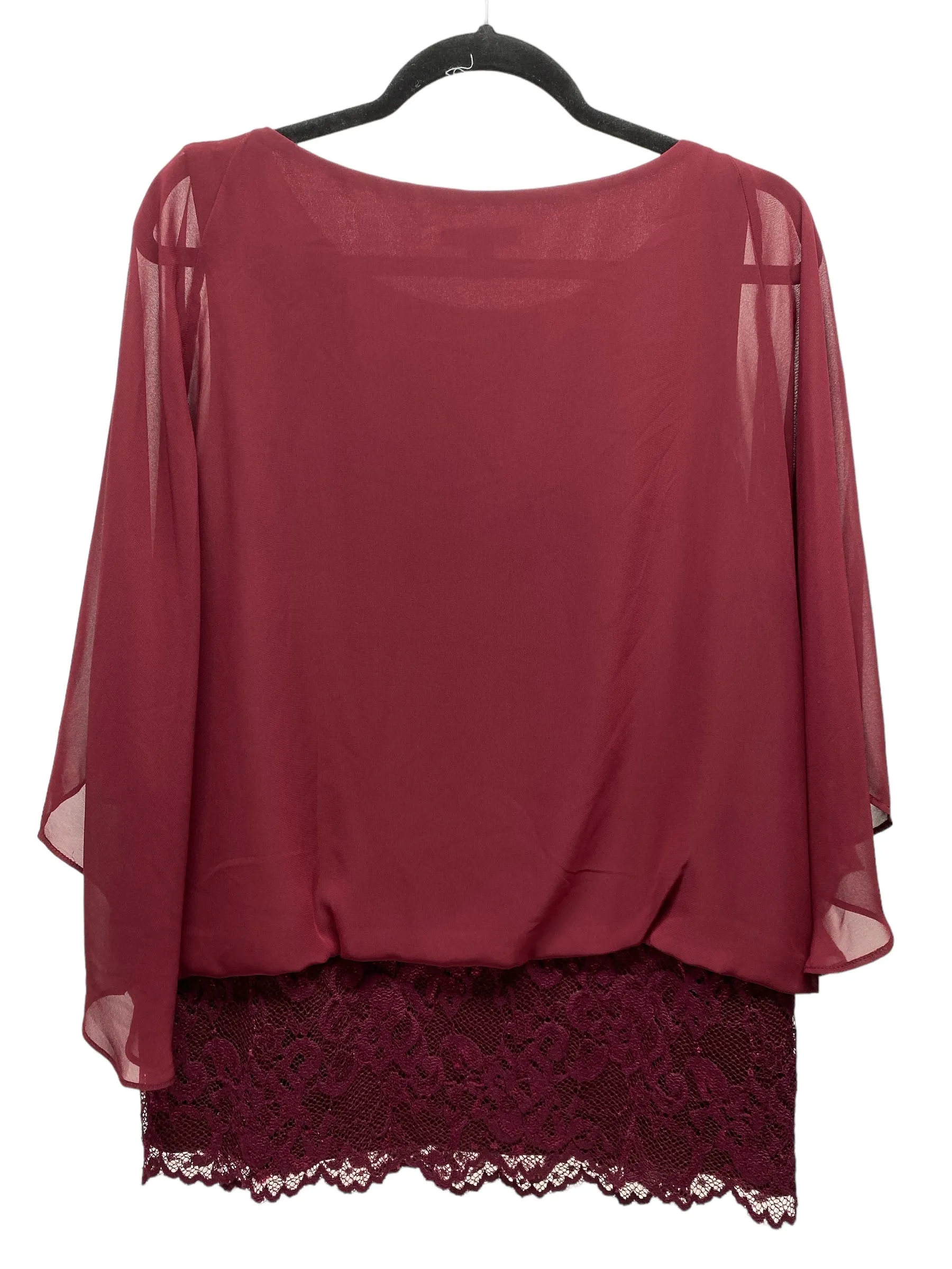 Blouse 3/4 Sleeve By Cb Studio In Maroon, Size: Xl