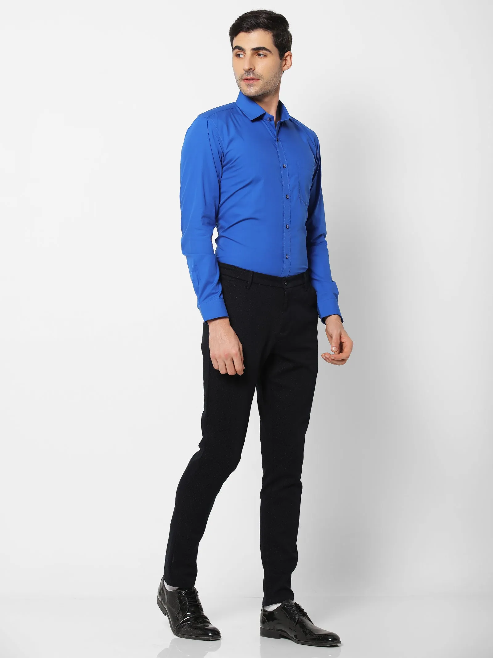 Blue Solid Formal Shirt