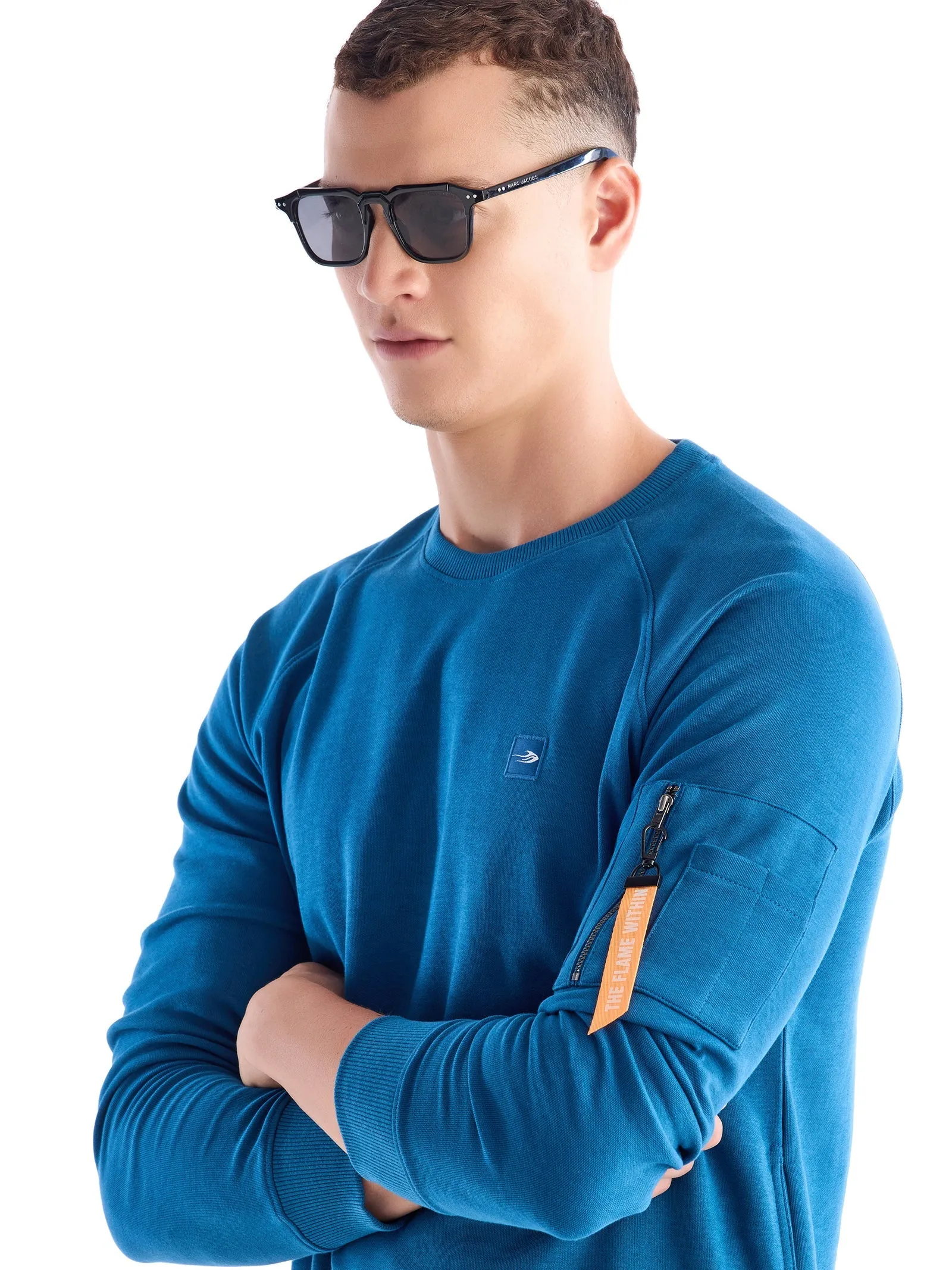 Blue Solid Sweatshirt