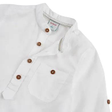 Boboli shirt for children and boys with long sleeves and mandarin collar 736152-1100 white