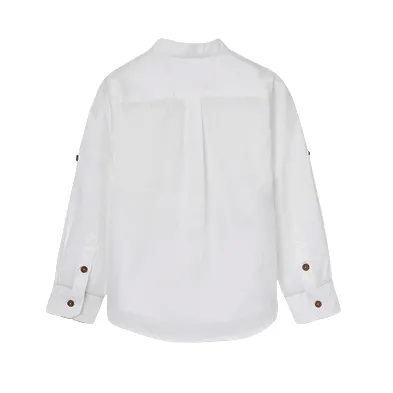 Boboli shirt for children and boys with long sleeves and mandarin collar 736152-1100 white