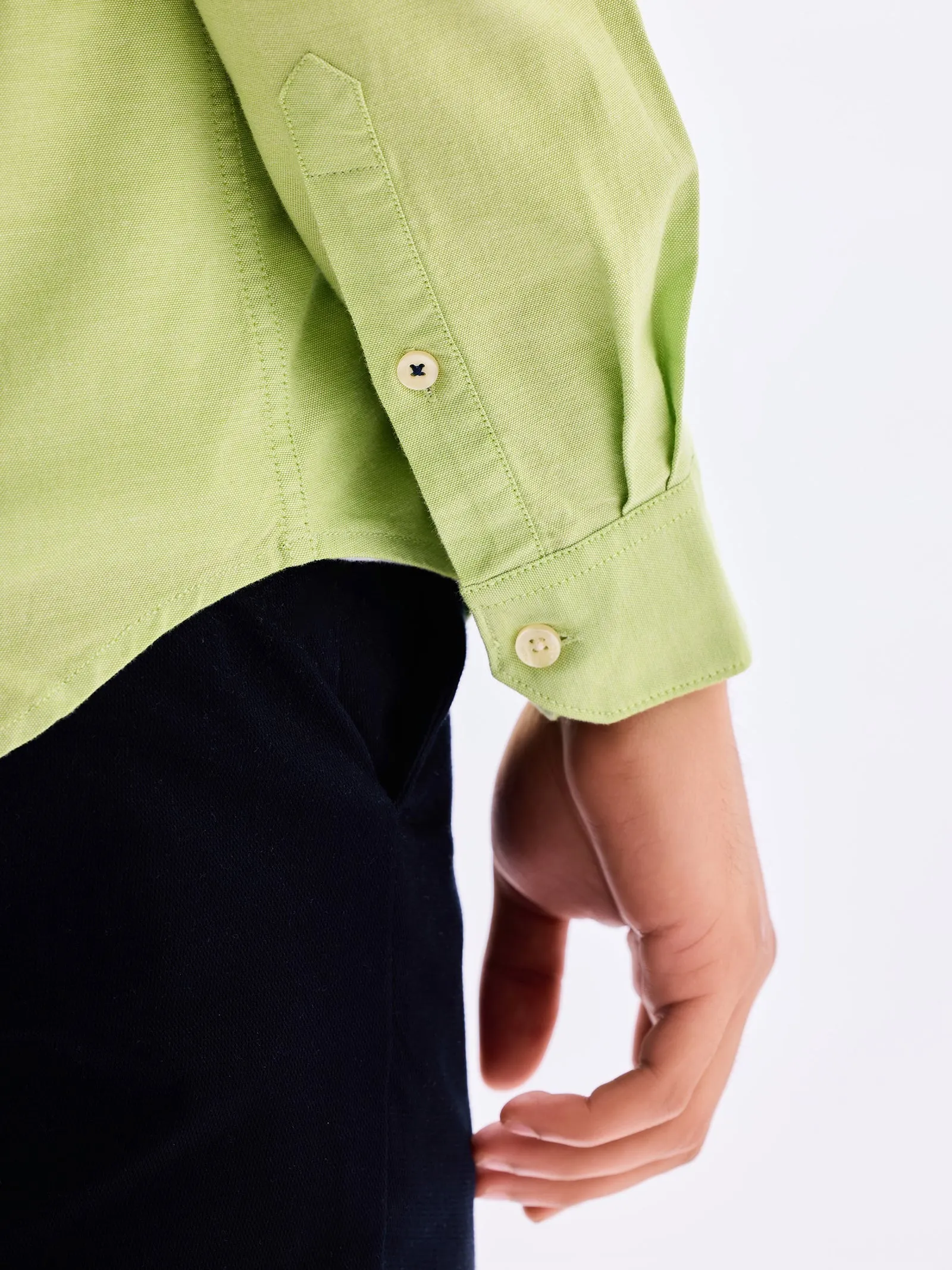 Bright Green Stretch Casual Shirt