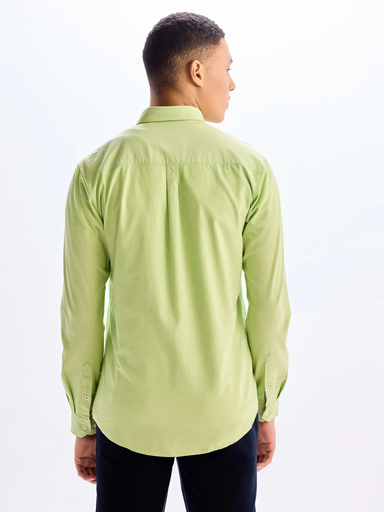 Bright Green Stretch Casual Shirt