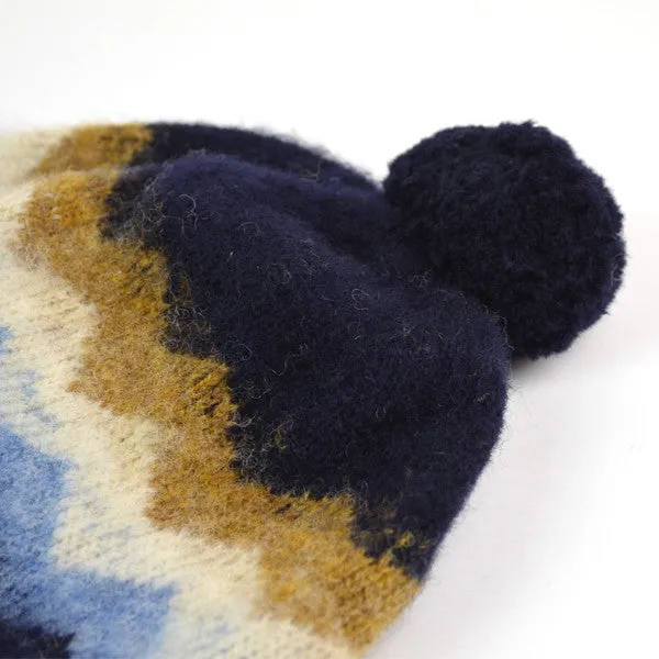 cableami - Shaggy Dog Jacquard Beanie - Navy