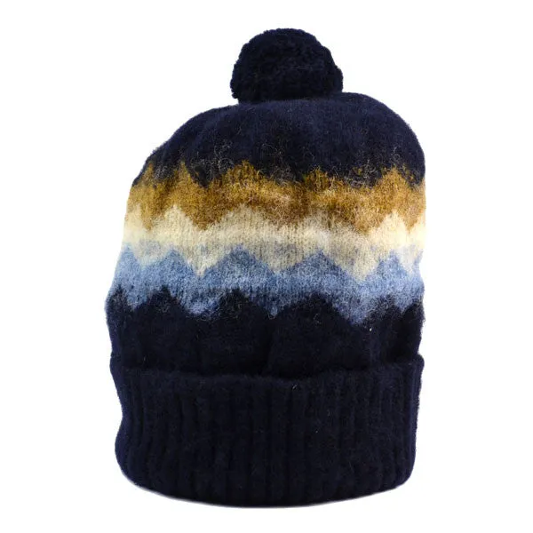 cableami - Shaggy Dog Jacquard Beanie - Navy