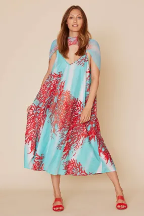 Caribbean Coral Maxi Sun Dress