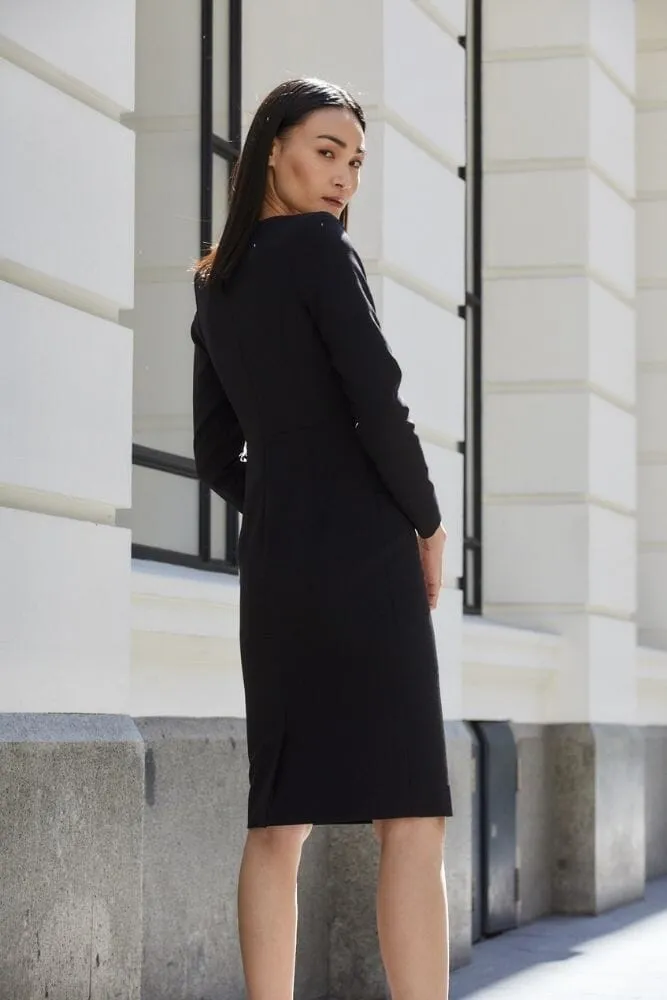 Charlene Tailored Long Sleeve Dress - Black Stretch