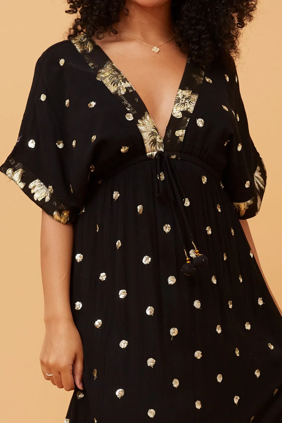 CHRISTINA SEQUIN POLKA DOT MAXI DRESS