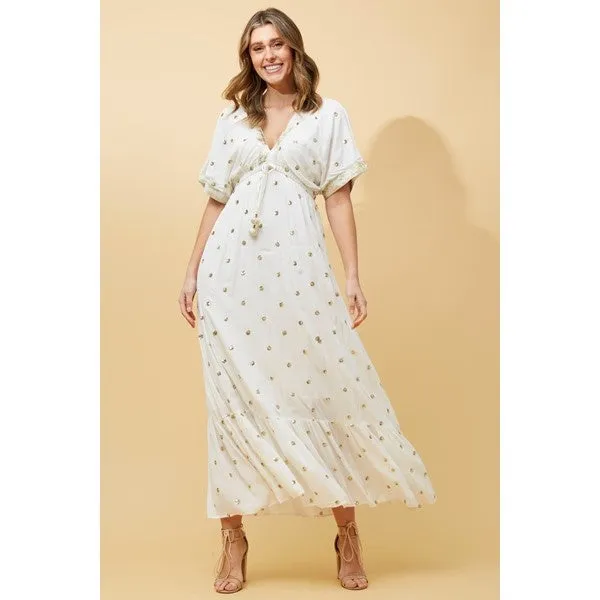 CHRISTINA SEQUIN POLKA DOT MAXI DRESS