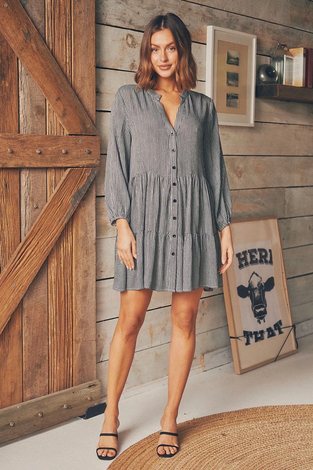 Clementine Long Sleeve Button Shirt Dress