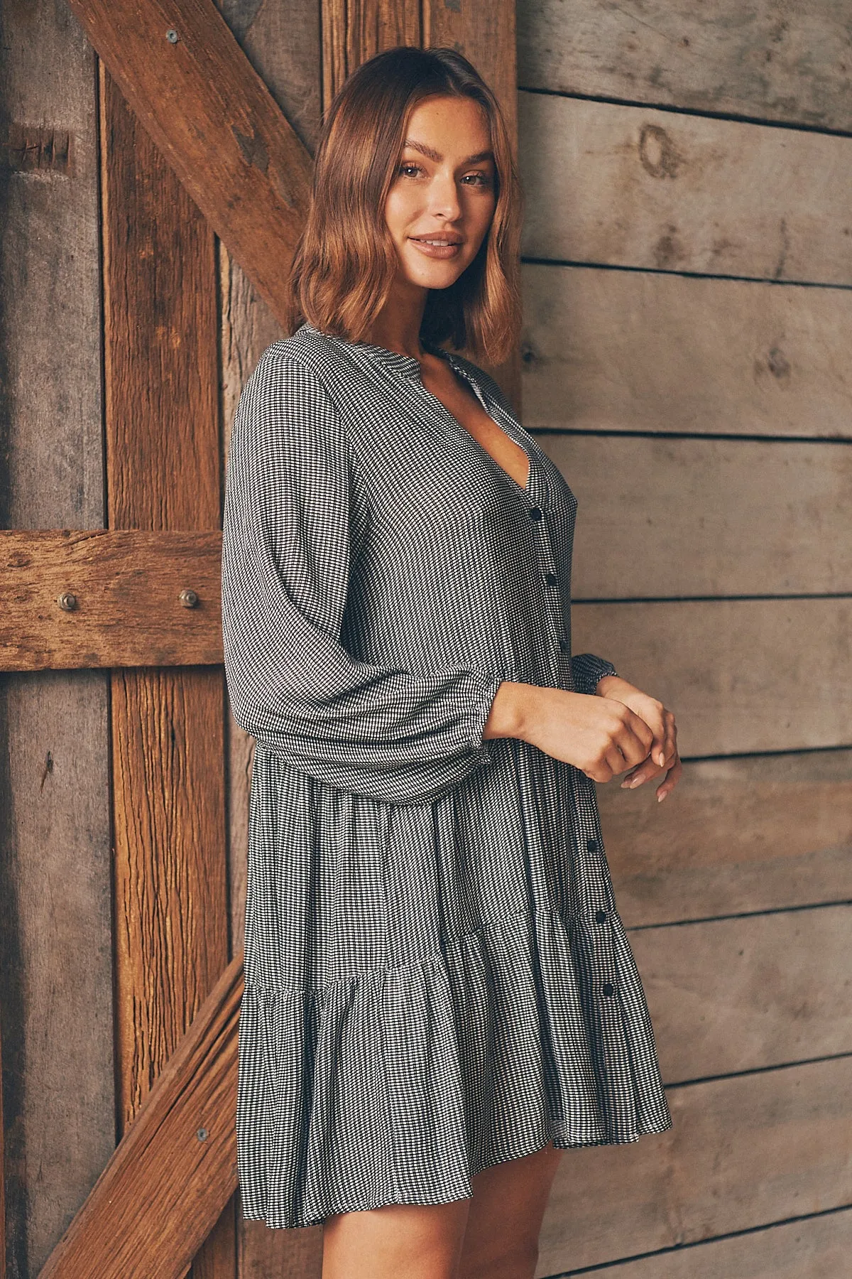 Clementine Long Sleeve Button Shirt Dress