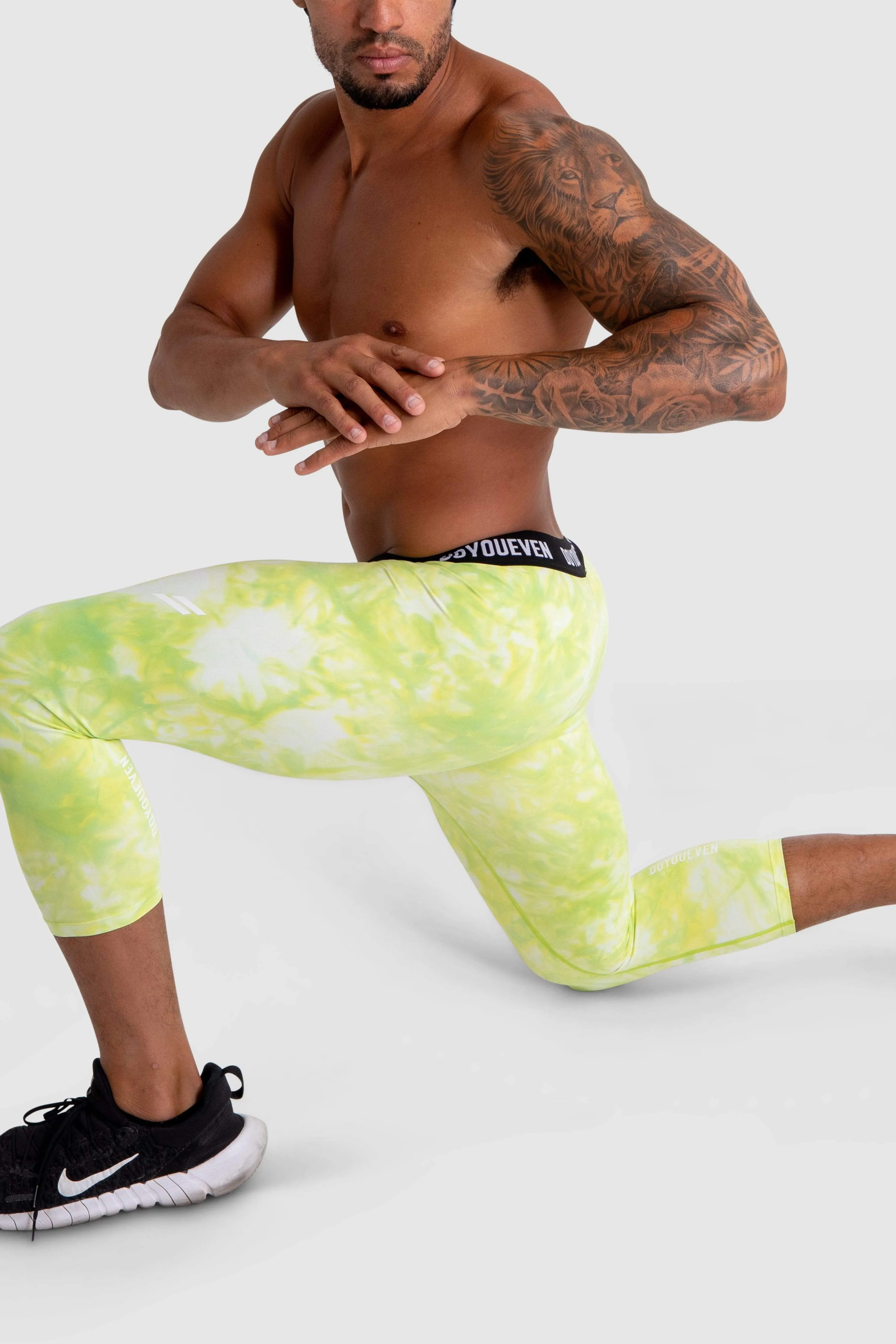 Compfit Tie Dye 3/4 Tights - Citrus Yellow