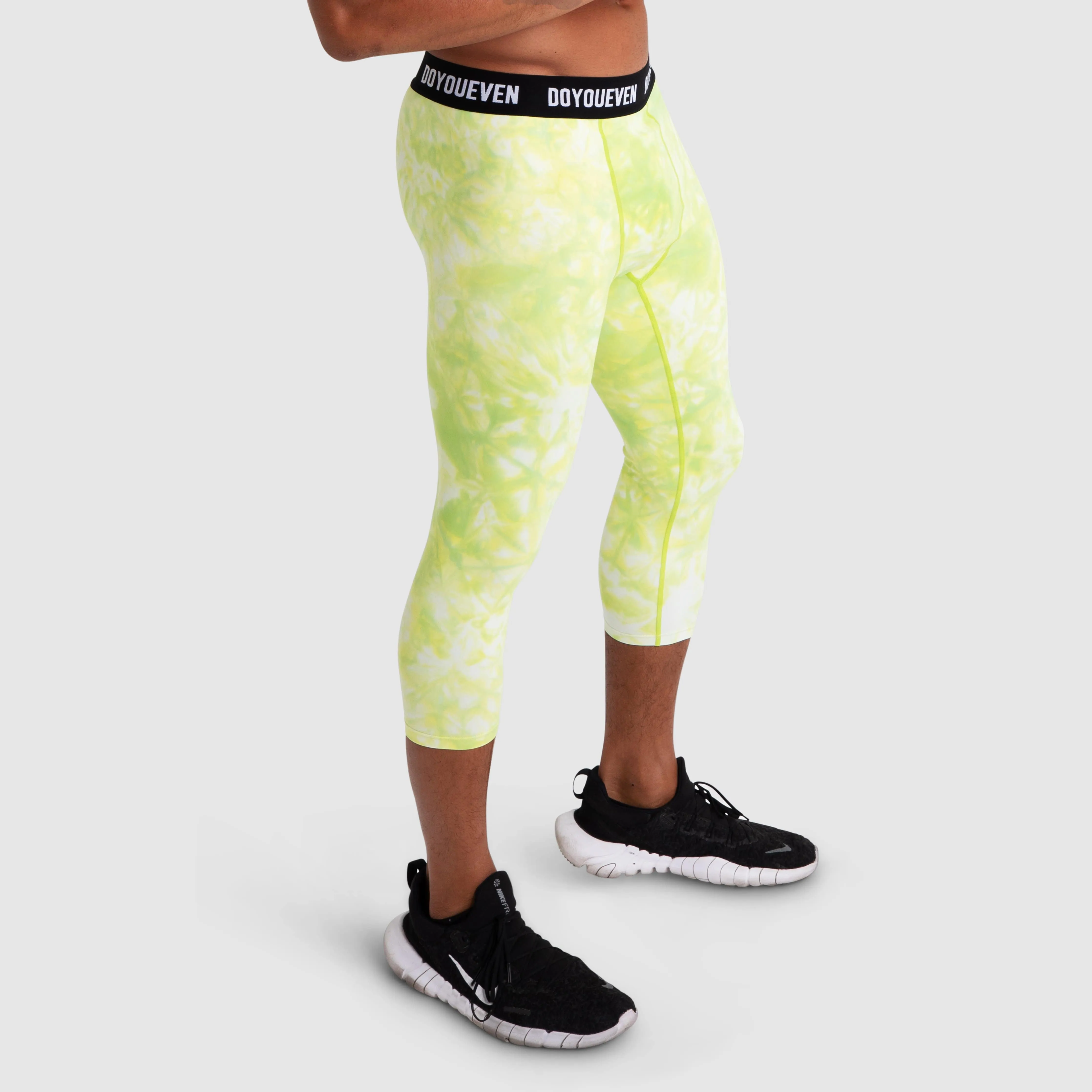 Compfit Tie Dye 3/4 Tights - Citrus Yellow