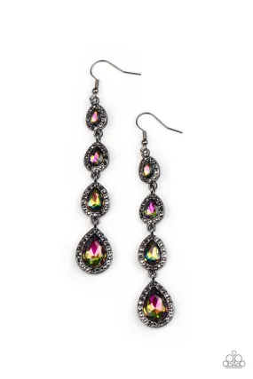 Confidently Classy Multi Oil Spill Rhinestone Earrings - Paparazzi Accessories