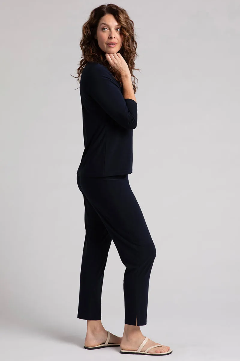 Crew Neck Slim Top | Navy