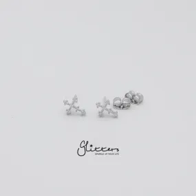 Cubic Zirconia Cross Stud Earrings with Sterling Silver Post