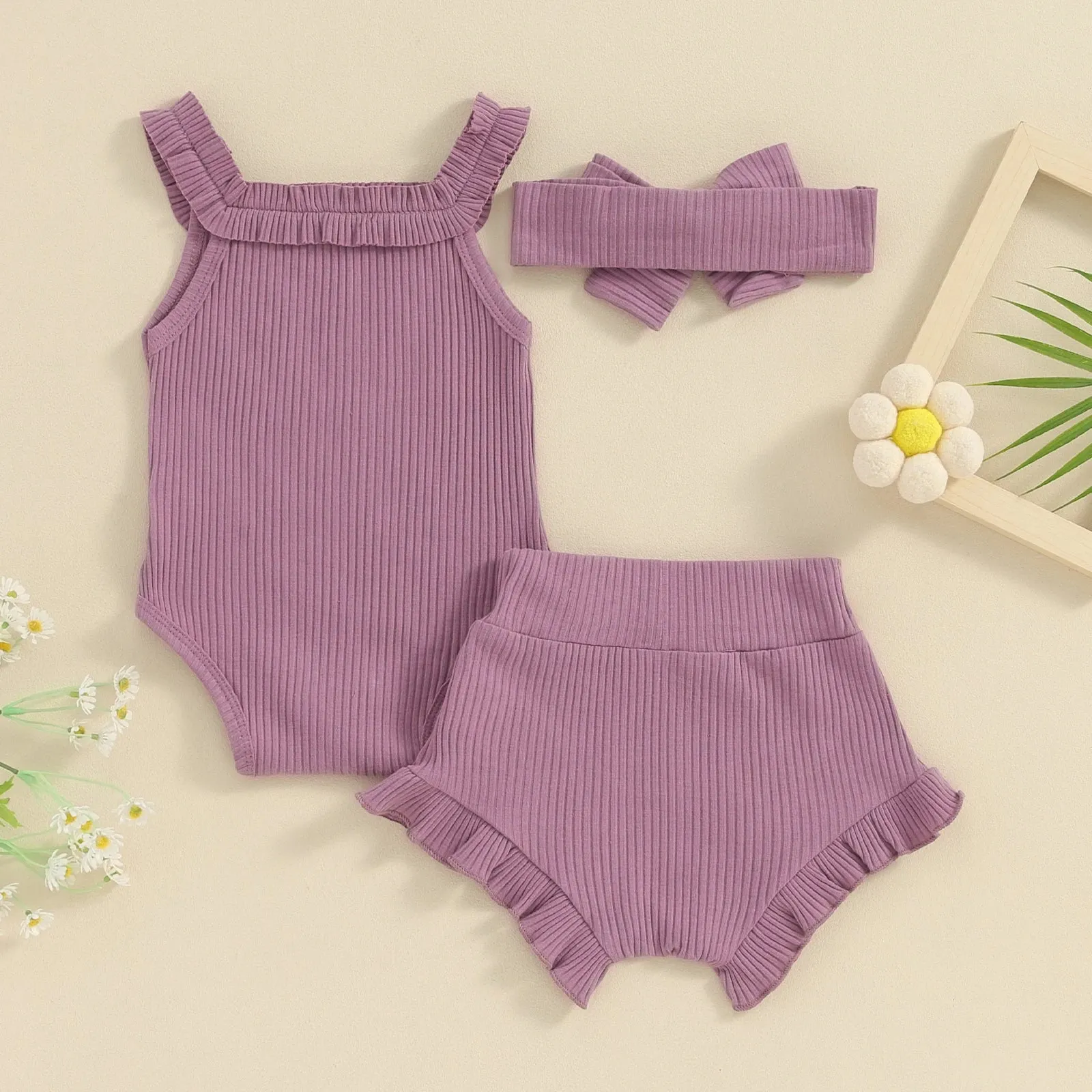 DADDY'S GIRL Ribbed Ruffle Outfit