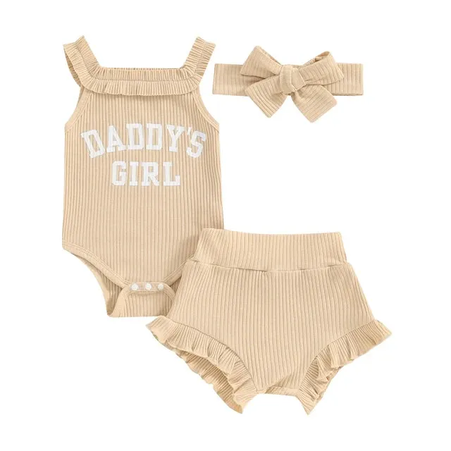 DADDY'S GIRL Ribbed Ruffle Outfit