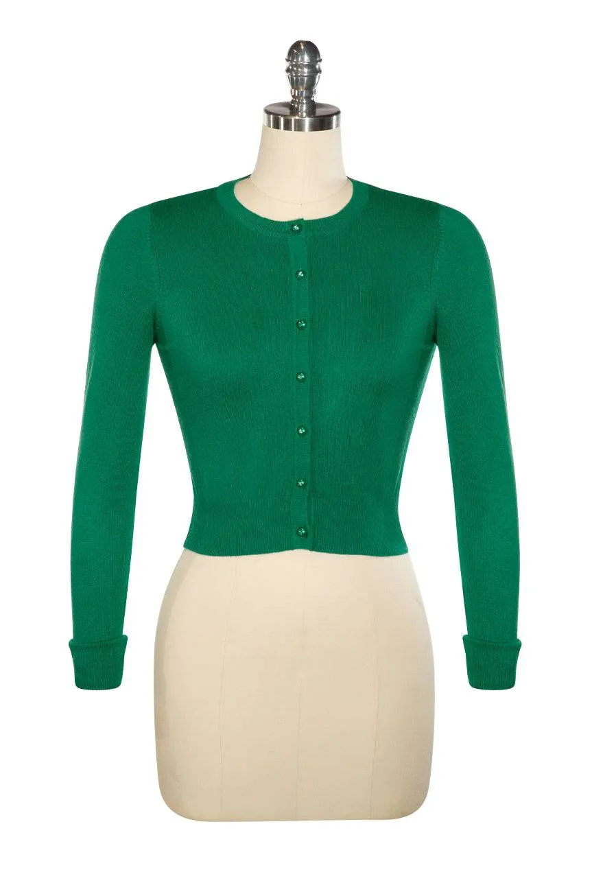 D'Amour Long Sleeve Crop Cardigan (Green)