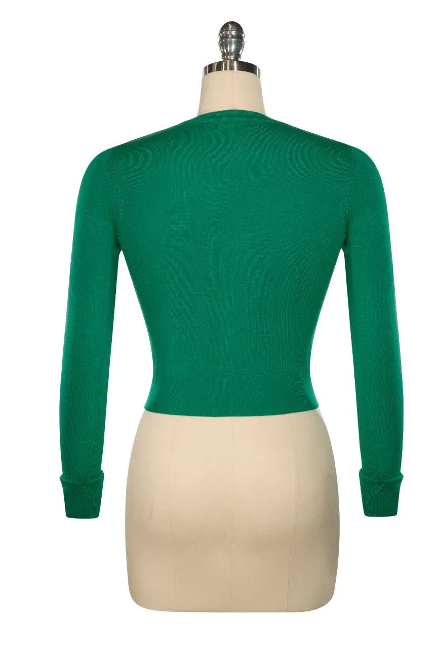 D'Amour Long Sleeve Crop Cardigan (Green)