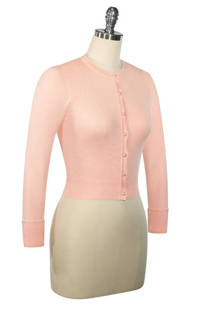 D'Amour Long Sleeve Crop Cardigan (Pink)