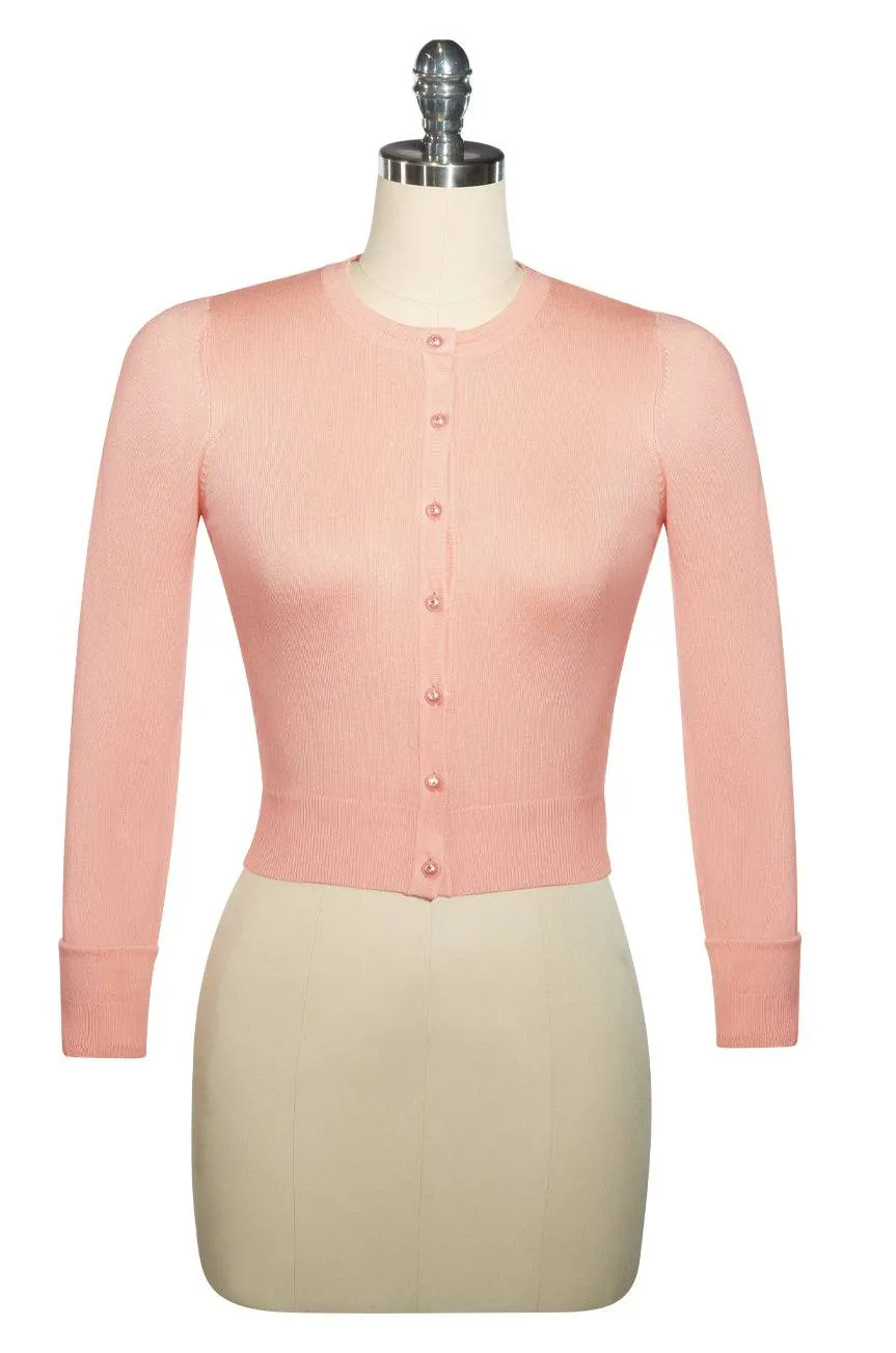 D'Amour Long Sleeve Crop Cardigan (Pink)