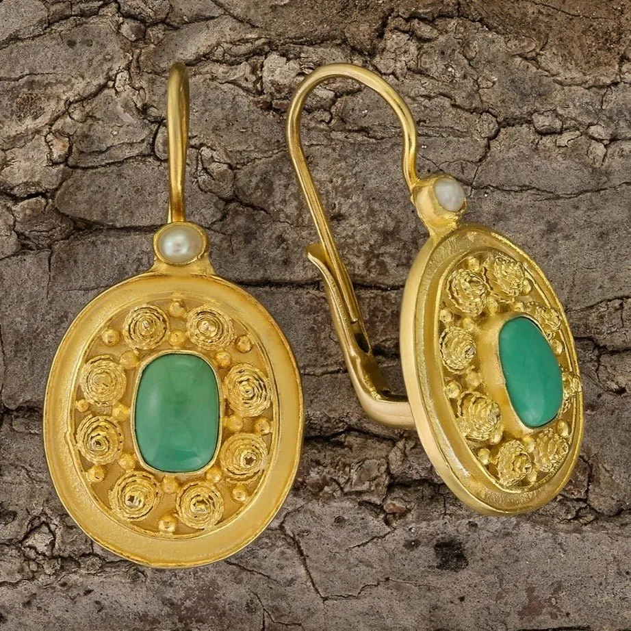 Dhaka Turquoise and Pearl Earrings