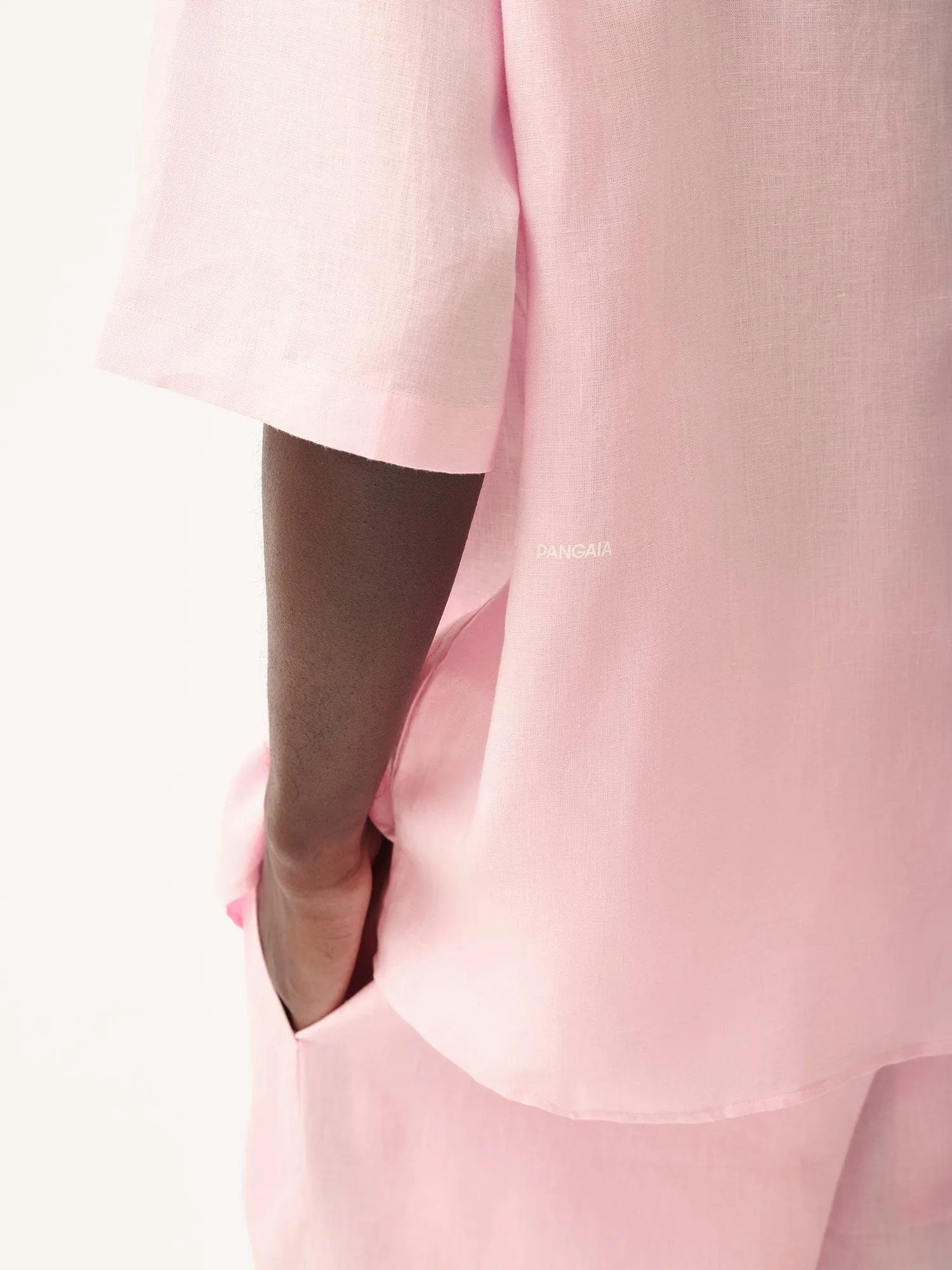 DNA Aloe Linen Camp Collar Shirt—magnolia pink