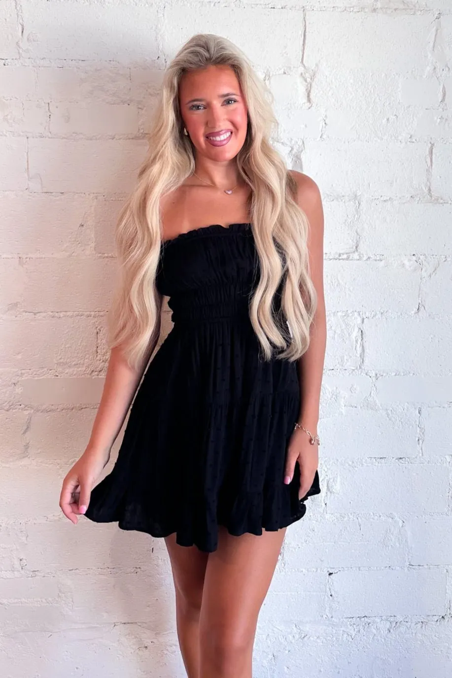 Effortless Strapless Ruffle Dress