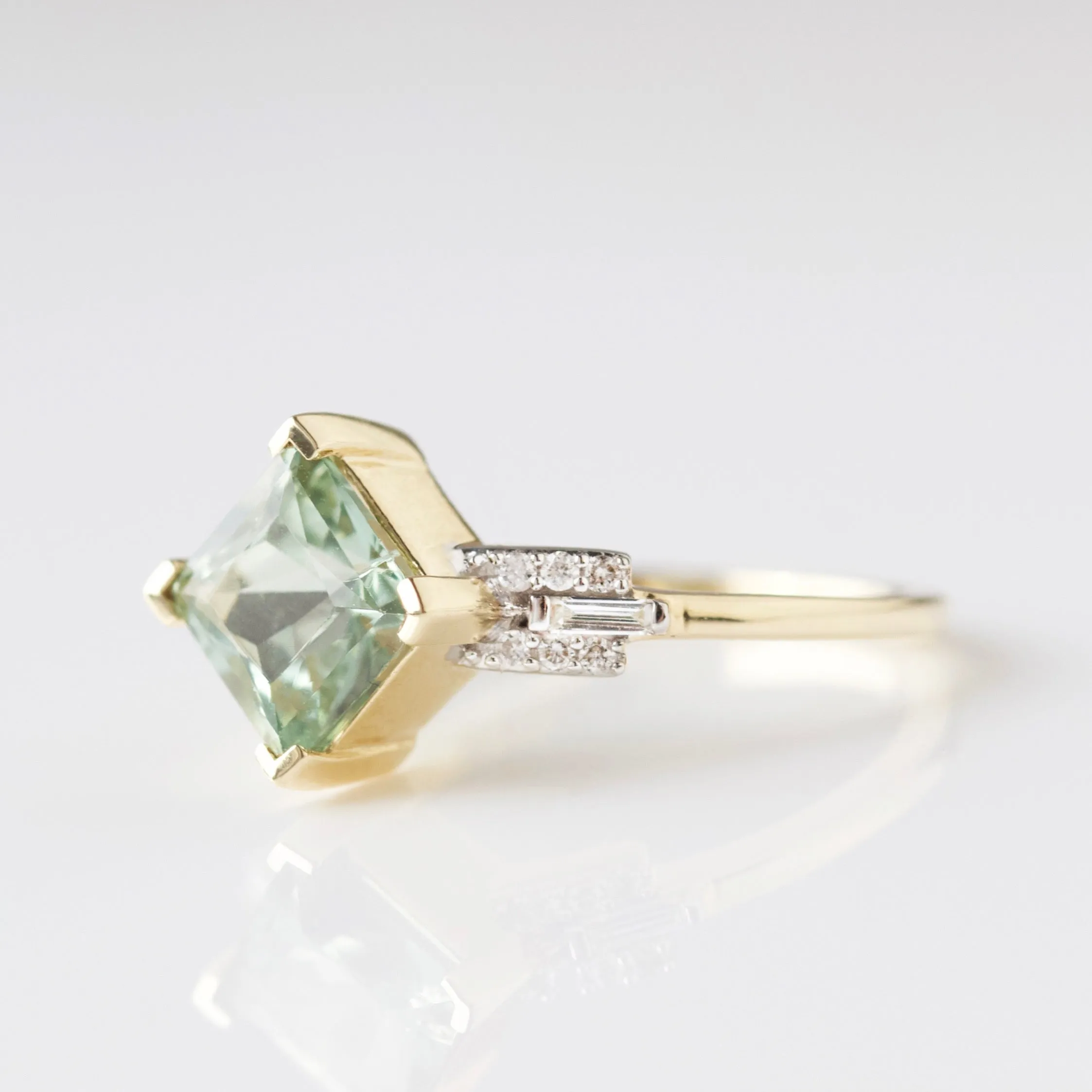 Exclusive Green Tourmaline and Diamond Ring - Size Small